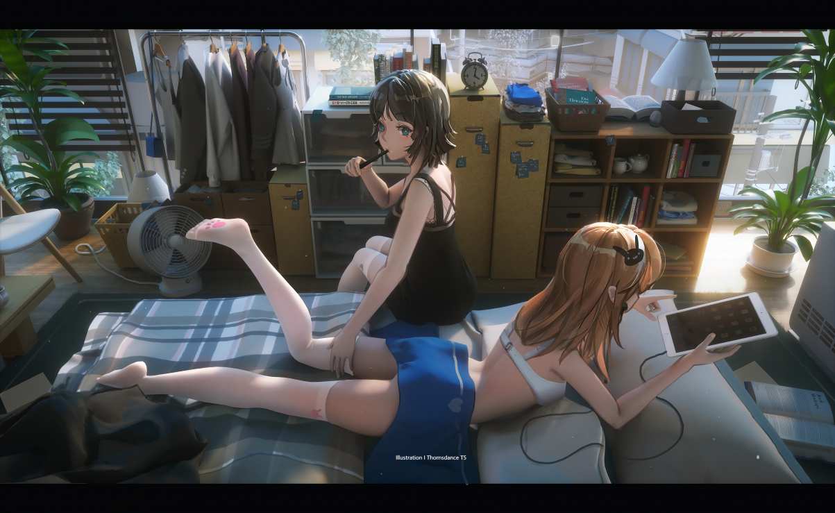 漂亮女孩子 美少女 白裤袜 房间 5k动漫壁纸